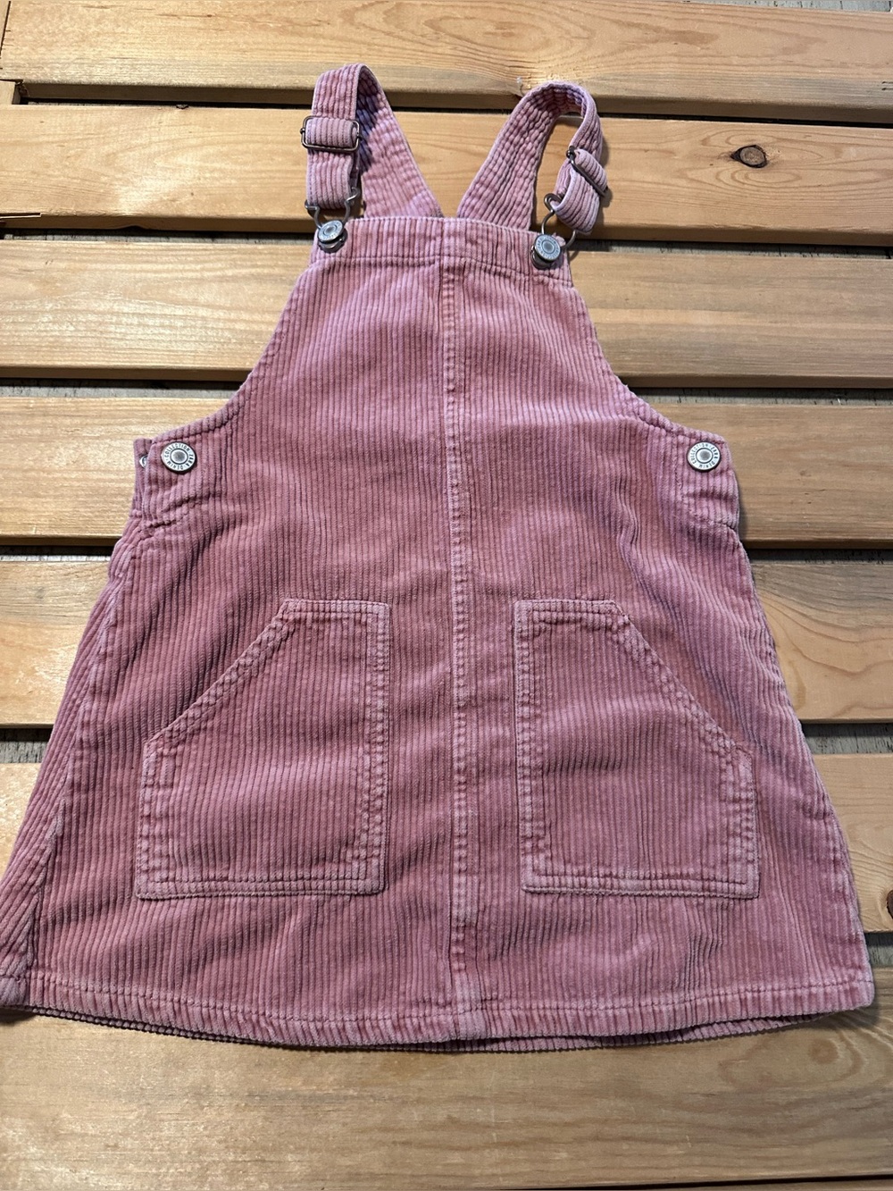 ZARA KIDS GIRLS PINK DUSTY MAUVE CORDUROY PINAFORE OVERALL DRESS   4-5